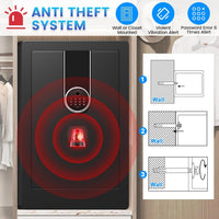 5.5 Cuft Large Biometric Safe for Home, Heavy Duty Safe Box | with Fingerprint & Keypad Dual-Alarm System and 3 Movable Shelves , Large Document Safes for Money Jewelry