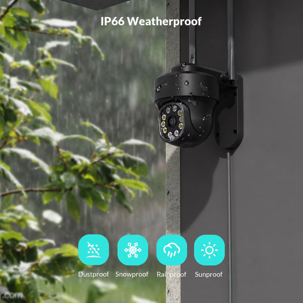 Wireless Security Camera Built for Outdoor Monitoring, 360° Pan Tilt, 1080p Night Vision, Motion Detection