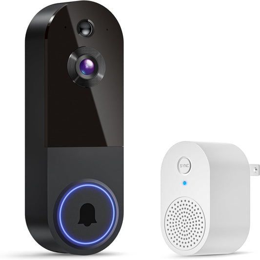 1080P Wireless Video Doorbell Camera, AI Human Detection, 2-Way Talk, Night Vision, Cloud Storage, Indoor Outdoor Dome Surveillance Camera, Battery Powered