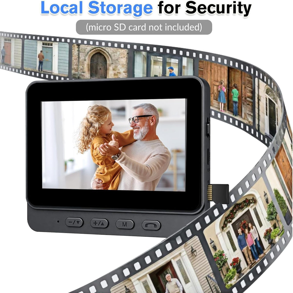 Doorbell Camera Wireless, Video Door Bell Battery with Monitor | No Wifi or No APP Needed for Front Door Home Security, Two-Way Audio, No Subscription Local Storage, Easy Setup