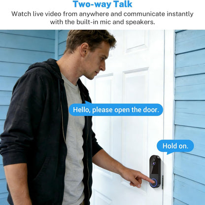 1080P Wireless Video Doorbell Camera, AI Human Detection, 2-Way Talk, Night Vision, Cloud Storage, Indoor Outdoor Dome Surveillance Camera, Battery Powered