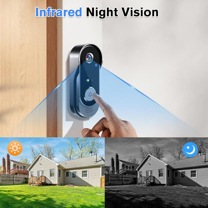 Doorbell Camera Wireless, Video Door Bell Battery with Monitor | No Wifi or No APP Needed for Front Door Home Security, Two-Way Audio, No Subscription Local Storage, Easy Setup