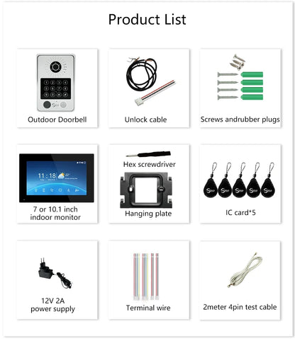 ANJIELO 4-Wire Video Intercom System with 10-inch Touch Screen 5-in-1 Unlock Tuya Smart APP Control IP65 Waterproof Night Vision