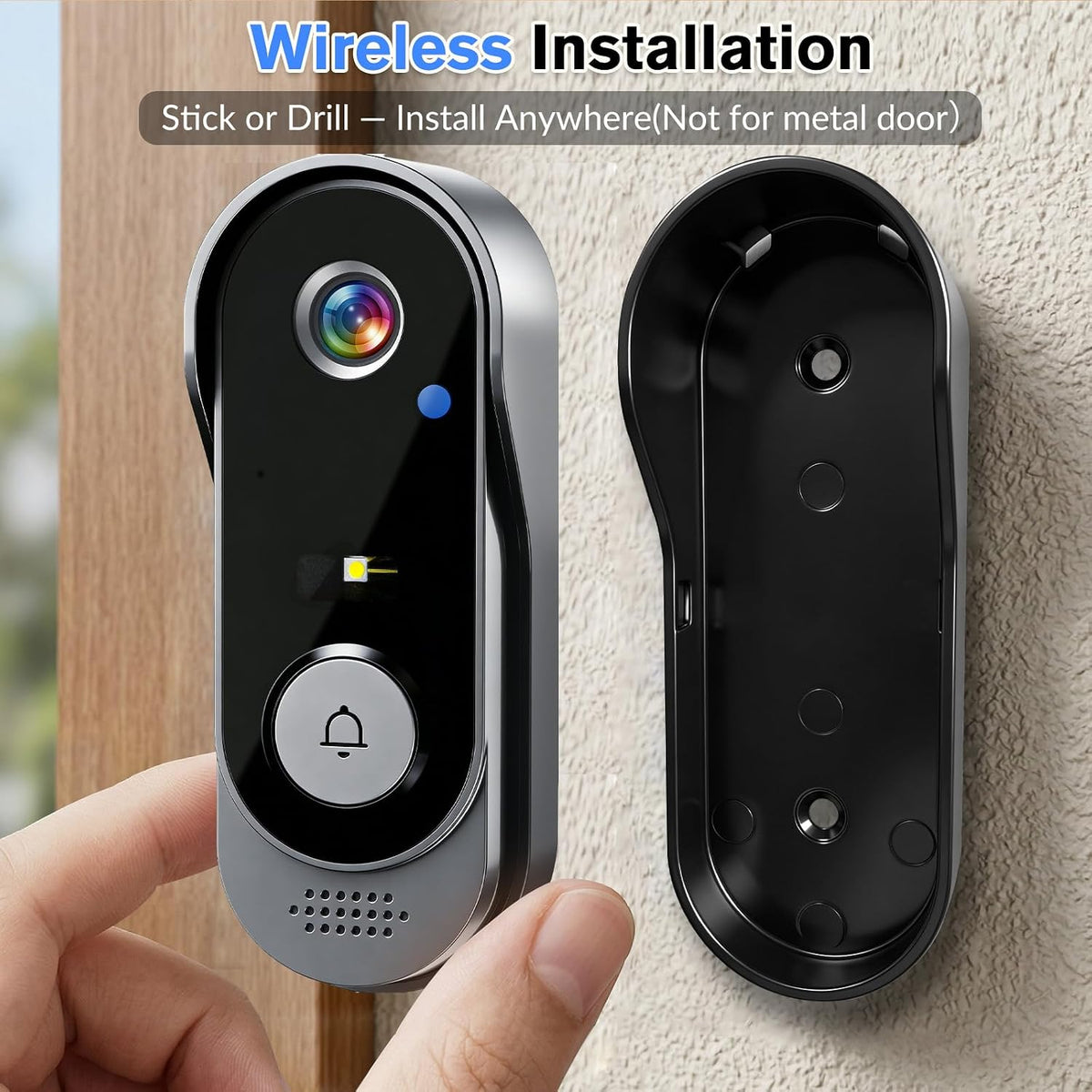 Doorbell Camera Wireless, Video Door Bell Battery with Monitor | No Wifi or No APP Needed for Front Door Home Security, Two-Way Audio, No Subscription Local Storage, Easy Setup