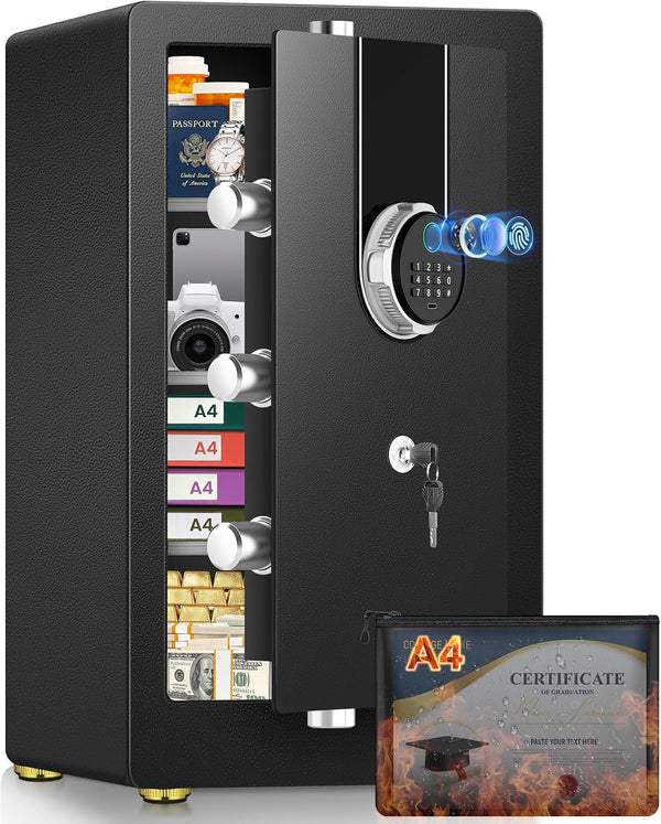 Biometric Safe Built for Secure Storage, 5.5 Cuft Capacity, Fingerprint & Keypad Access, Heavy-Duty Steel