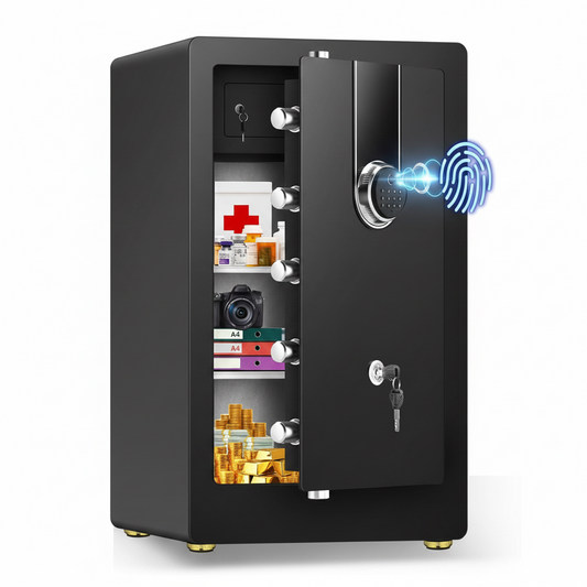 8.5 Cuft Heavy Duty Biometric Safe Box, Home Safes Water Fireproof | Large Document Safety with Bottom Hidden Safe and Dual Alarms, Digital Security Safety Box for Money Jewelry Firearm Medicine
