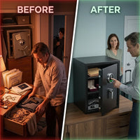 Biometric Safe Designed for Secure Storage, 1.45 Cu Ft Capacity, 120 Fingerprint Memory, Steel Construction — Before & After