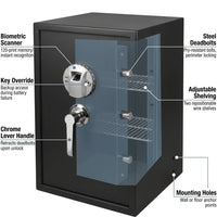 Biometric Safe Designed for Secure Storage, 1.45 Cu Ft Capacity, 120 Fingerprint Memory, Steel Construction — How It Works